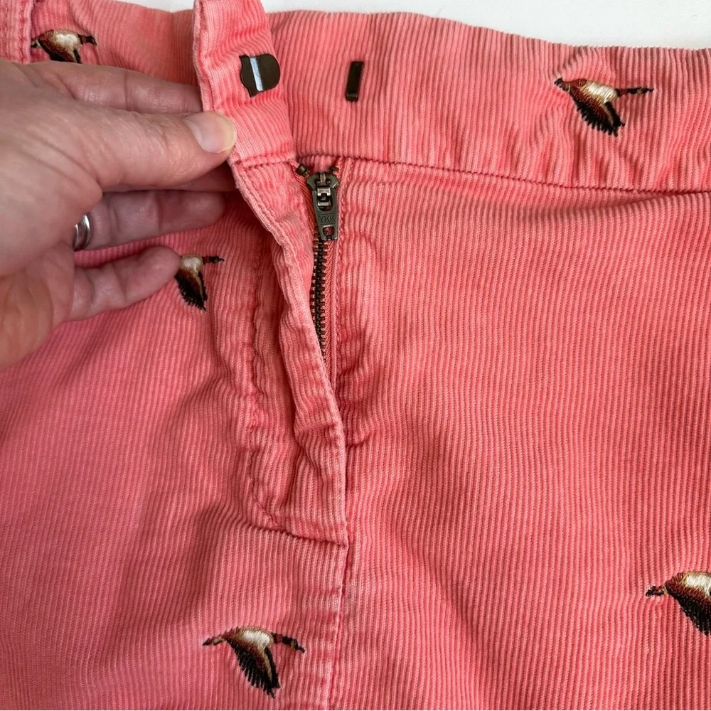 J. Crew Vintage Corduroy Coral Skirt with Duck Embroidery Size 10